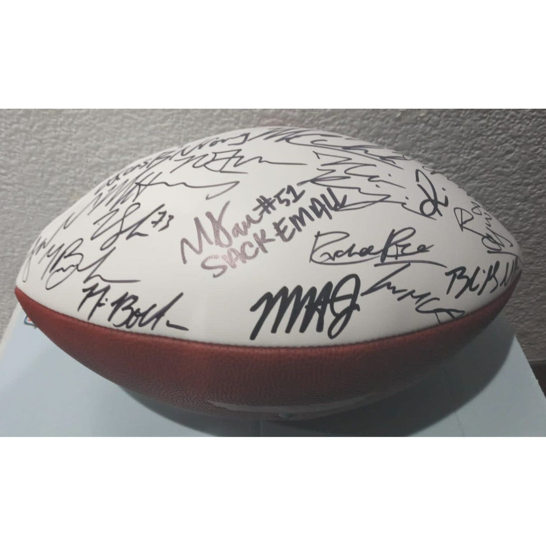 San Francisco 49ers 2023 24 Deebo Samuel, Brock Purdy Christian McCaffrey  full size team signed football with proof