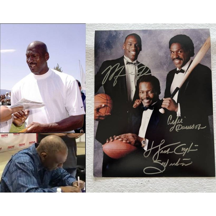 Michael Jordan Walter Payton Andre Dawson 8x10 photo signed with proof