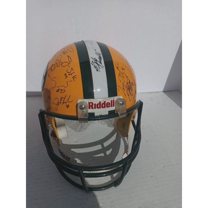 Aaron Rodgers Clay Matthews AJ Hawk Donald Driver Greg Jennings Green Bay Packers Super Bowl champions Riddell Deluxe fullsize helmet signed