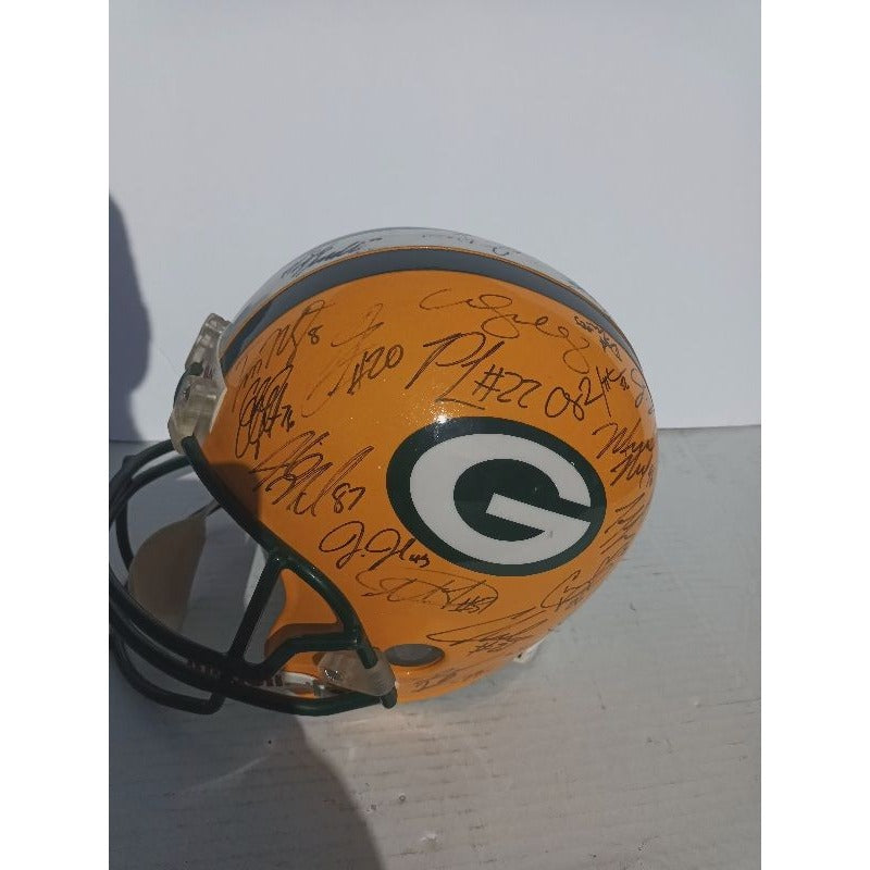 Aaron Rodgers Clay Matthews AJ Hawk Donald Driver Greg Jennings Green Bay Packers Super Bowl champions Riddell Deluxe fullsize helmet signed