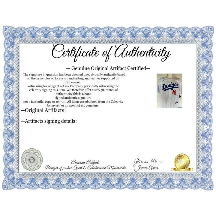 Will Smith Los Angeles Dodgers Nike size xl game mode jersey signed with proof