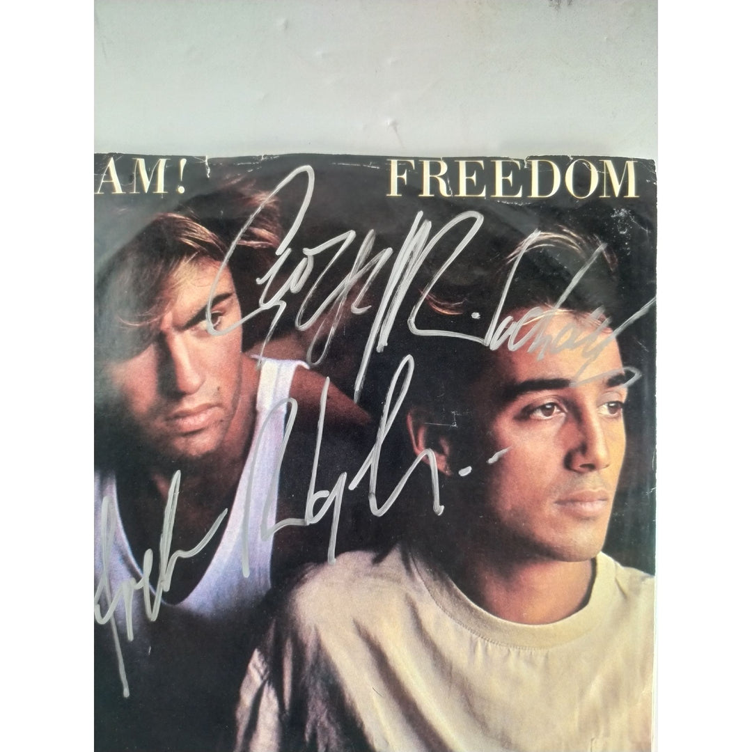 Wham Freedom George Michael Andrew Ridgeley original 45 signed with proof