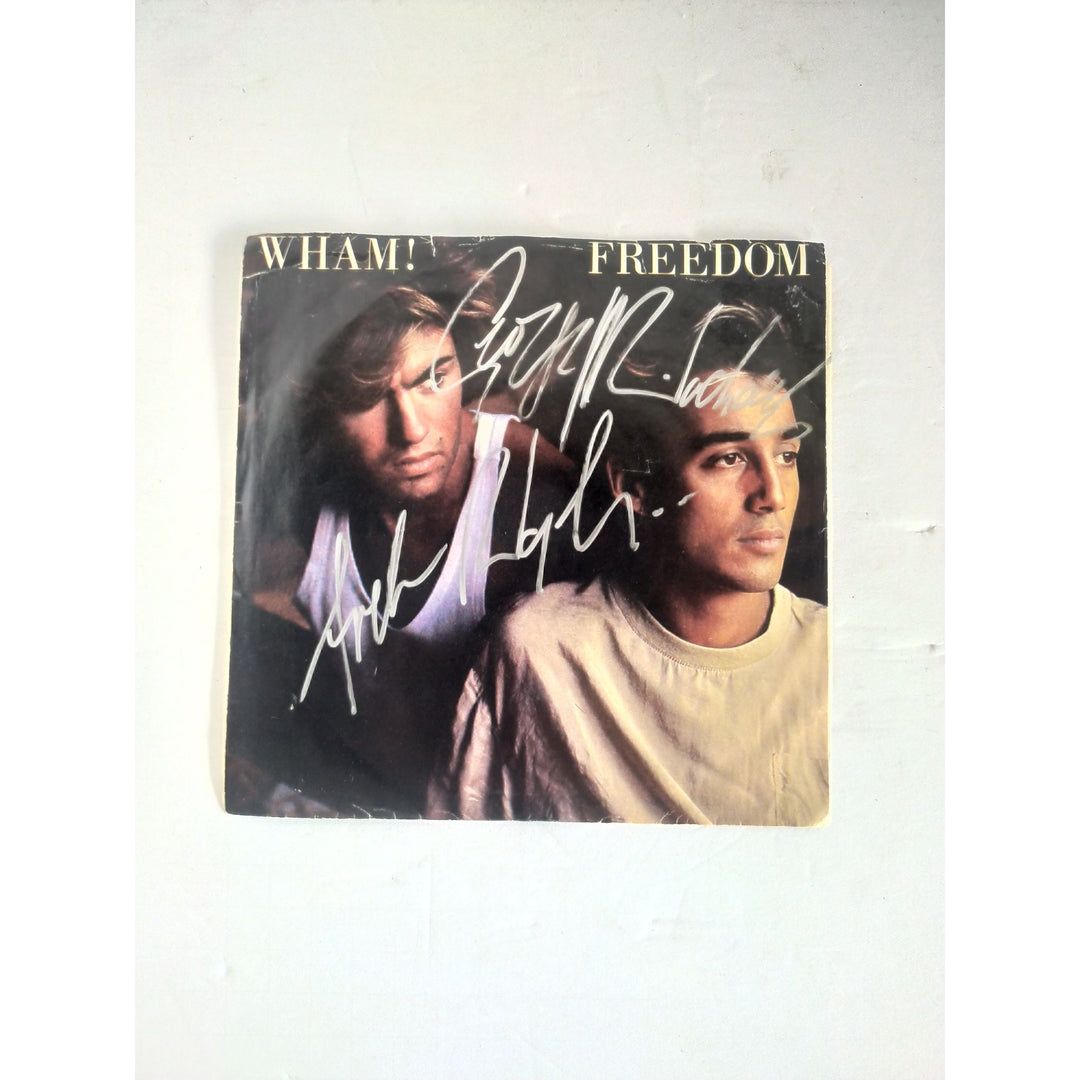 Wham Freedom George Michael Andrew Ridgeley original 45 signed with proof