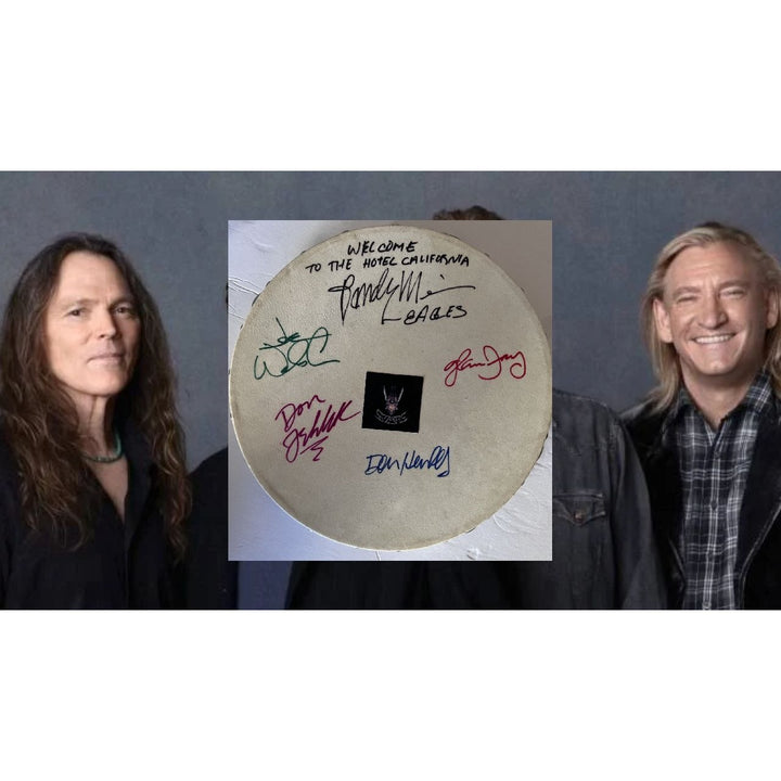 Don Henley, Joe Walsh, Glenn Frey, Randy Meisner, Don Felder, the Eagles 14-in tambourine signed with proof