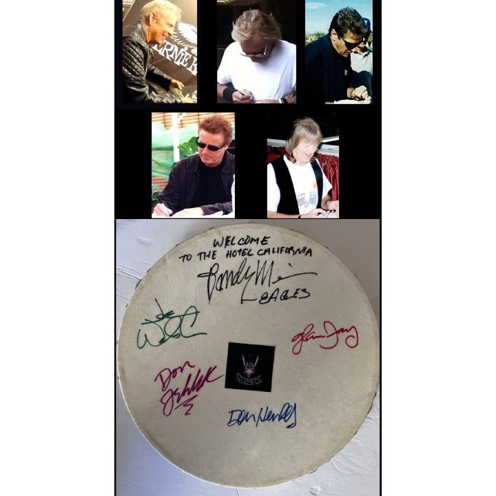 Don Henley, Joe Walsh, Glenn Frey, Randy Meisner, Don Felder, the Eagles 14-in tambourine signed with proof