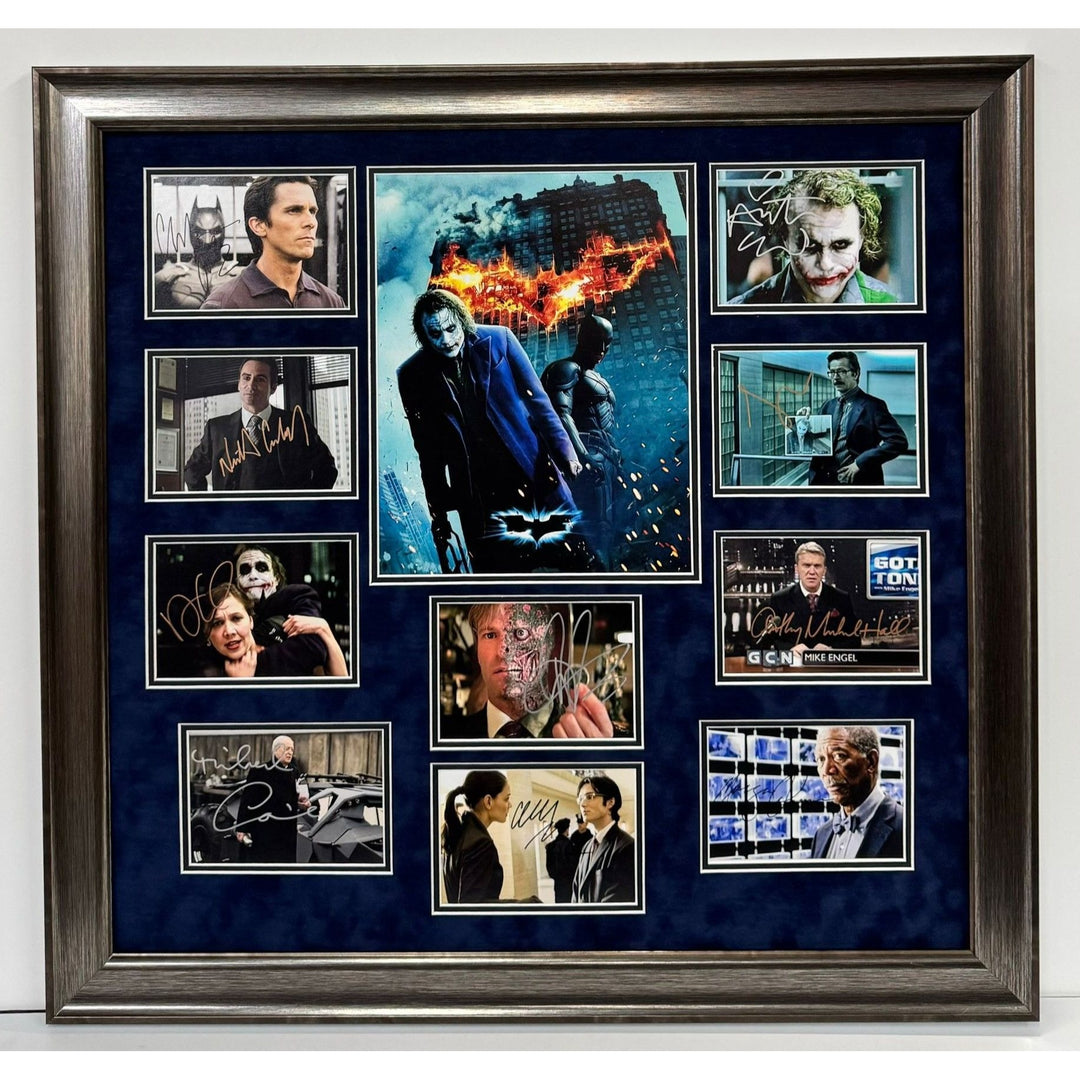 The Dark Knight Heath Ledger Christian Bale cast signed and framed with proof