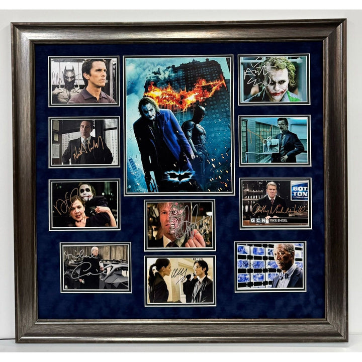 The Dark Knight Heath Ledger Christian Bale cast signed and framed with proof