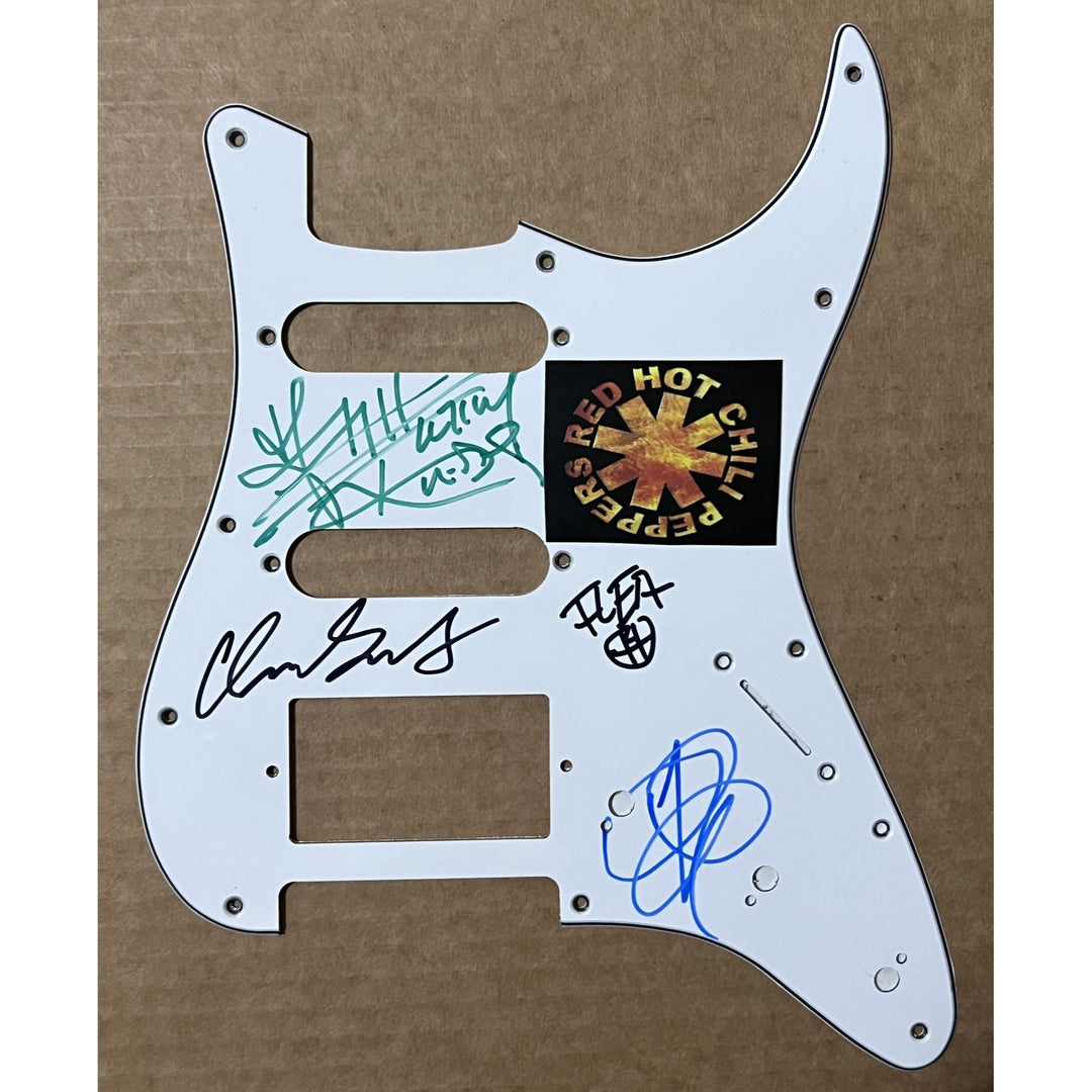 Red Hot Chili Peppers Anthony Kiedis, Flea, Chad Smith, John Frusciante electric guitar pickguard signed with proof