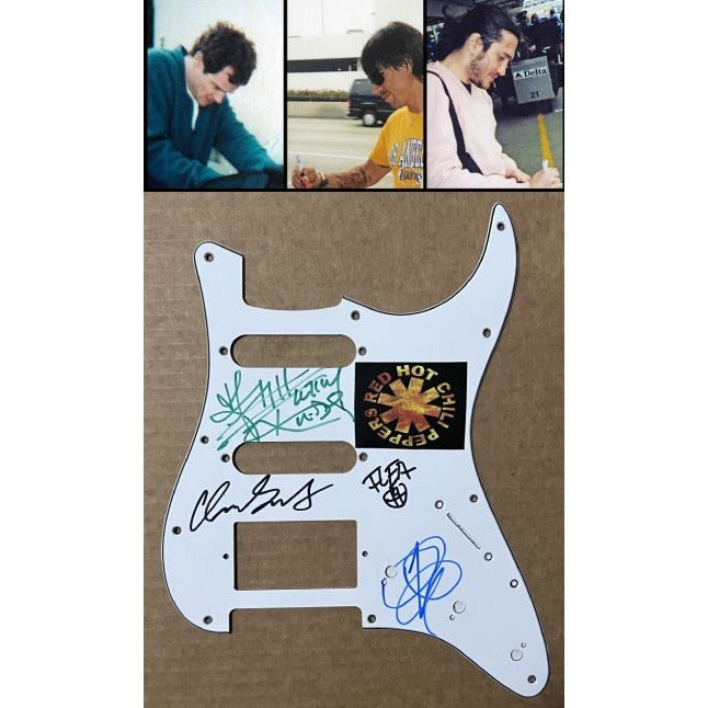 Red Hot Chili Peppers Anthony Kiedis, Flea, Chad Smith, John Frusciante electric guitar pickguard signed with proof