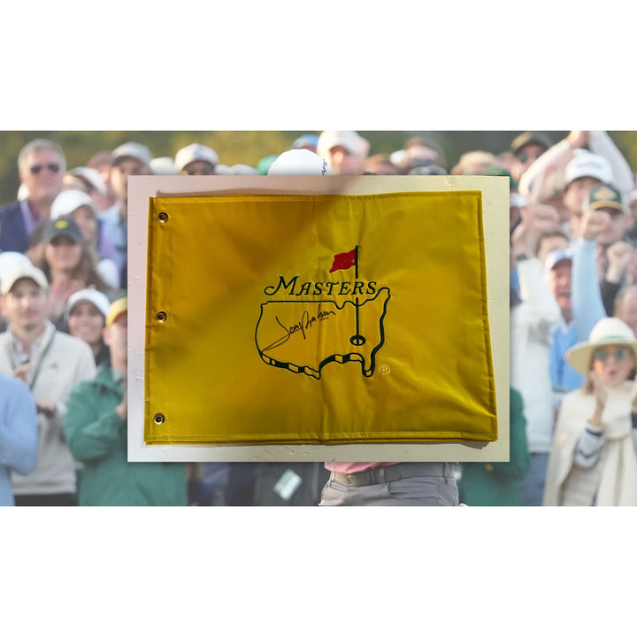 Jon Rahm Masters champion 2023 signed golf flag with proof