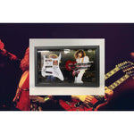 Load image into Gallery viewer, Led Zeppelin Robert Plant Jimmy Page John Paul Jones electric guitar pickguard signed and framed 15&#39;x21&quot;with proof
