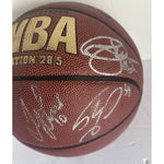 Load image into Gallery viewer, Kobe Bryant Phil Jackson Shaquille O&#39;Neal Los Angeles Lakers 2000 2001 NBA champs Spalding basketball signed with proof  Signatures include
