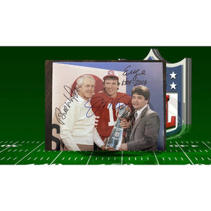 San Francisco 49ers Bill Walsh Joe Montana Eddie DeBartolo 8x10 photo signed with proof