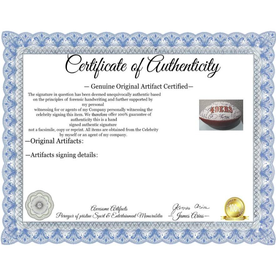 San Francisco 49ers 2023 24 Deebo Samuel, Brock Purdy Christian McCaffrey  full size team signed football with proof