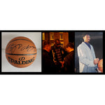 Load image into Gallery viewer, Lebron James and Kobe Bryant game model basketball signed with proof
