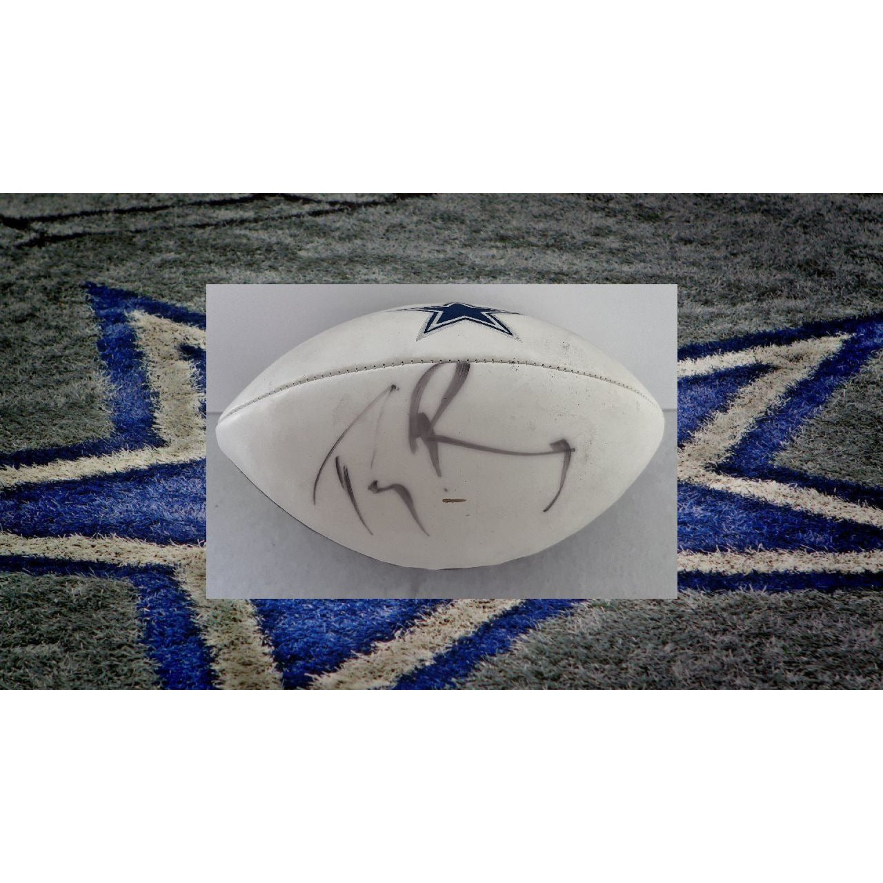 Tony Romo Dallas Cowboys full size logo football signed with proof