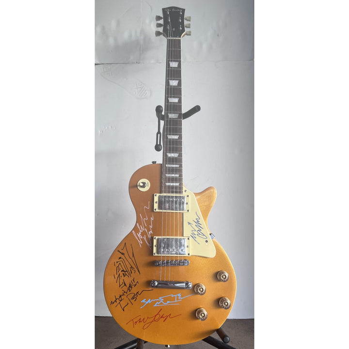 Tom Petty Mike Campbell the Heartbreakers gold Les Paul signed with proof Awesome Artifacts