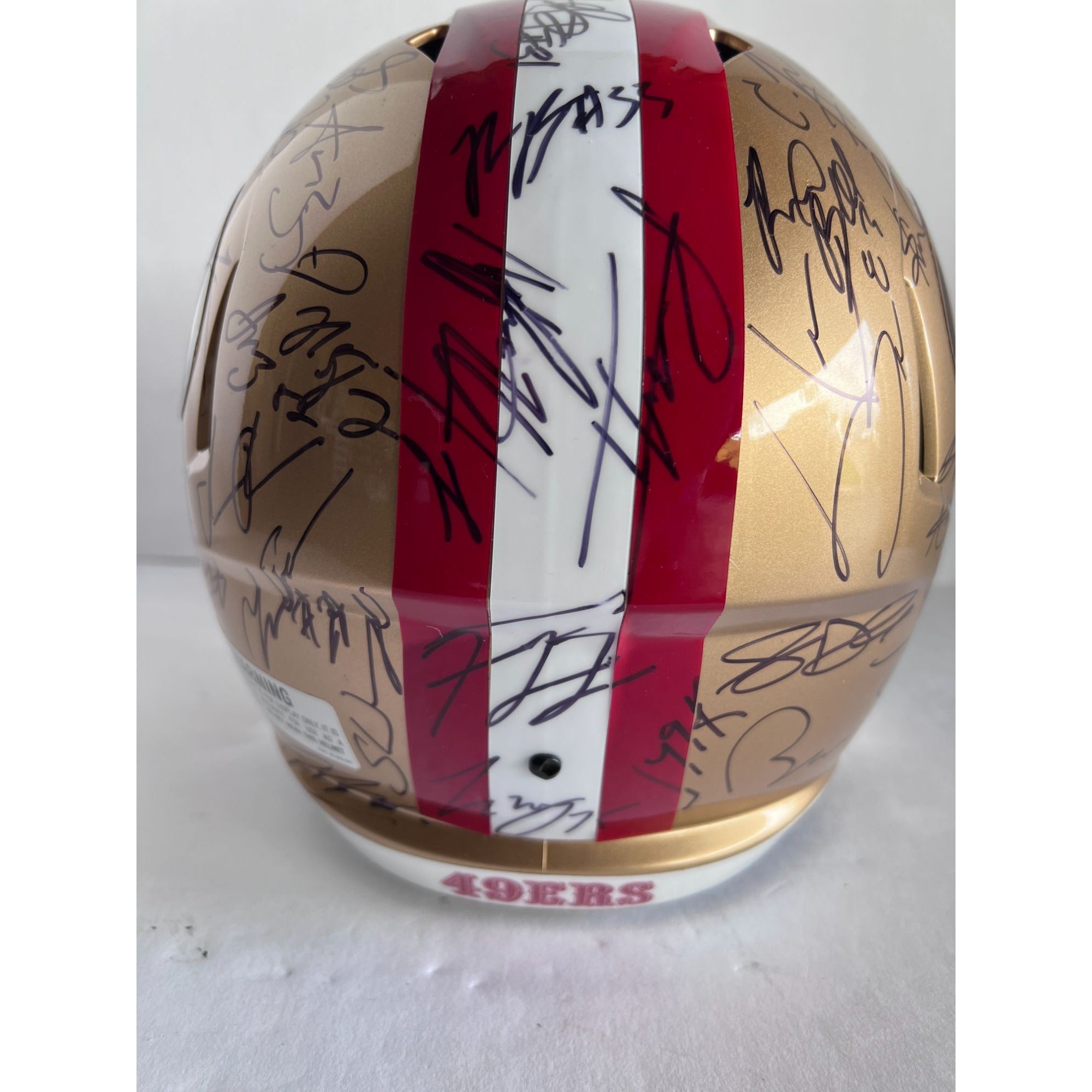 San Francisco 49ers 2023 24 Deebo Samuel, Brock Purdy Christian McCaffrey full size replica helmet team signed whit proof