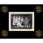 Load image into Gallery viewer, Kiss Gene Simmons Ace Frehley Peter Chris Paul Stanley electric guitar pickguard signed and framed with proof
