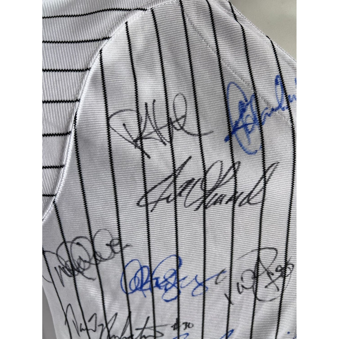 New York Yankees Derek Jeter Jersey Majestic 2009 World Series team signed with proof