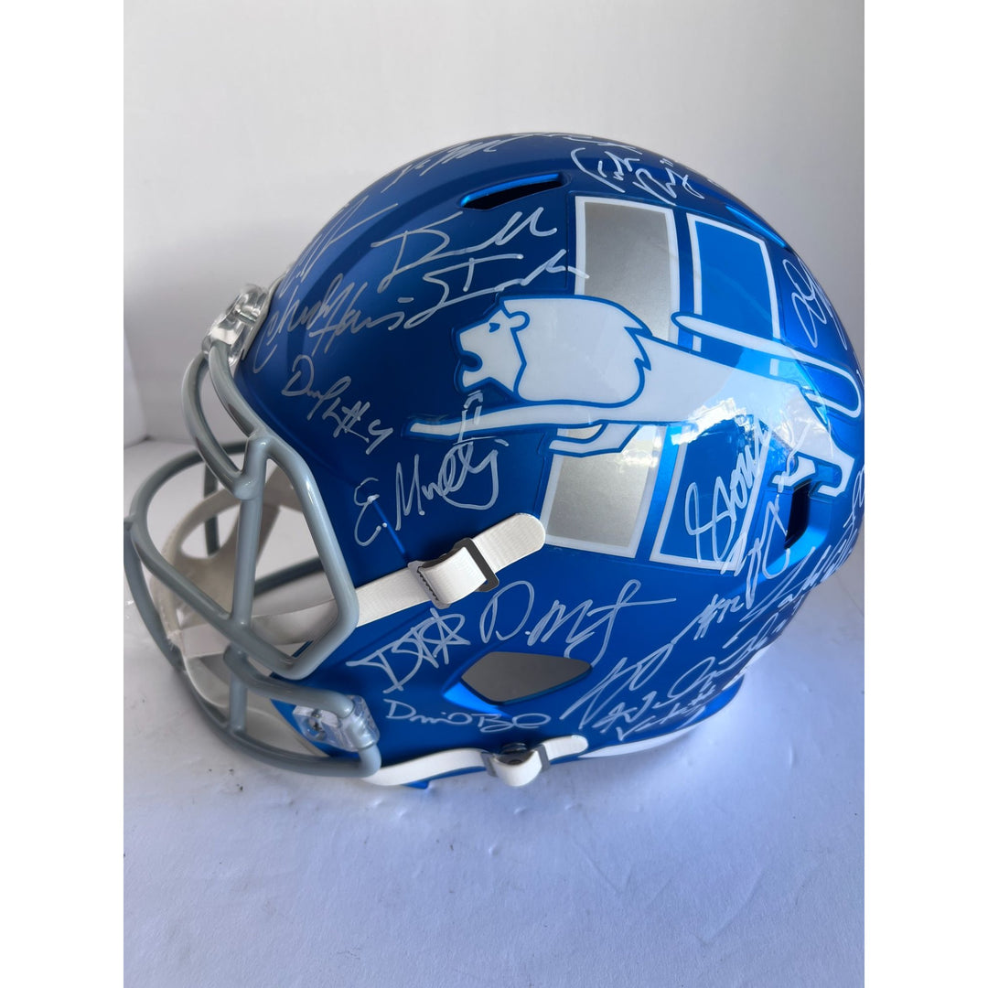 Detroit Lions 2023-24  Jared Goff Dan Campbell Penei Sewell Amon-ra St Brown Aidan Hutchinson Detroit Lions Riddell speed full size team sig