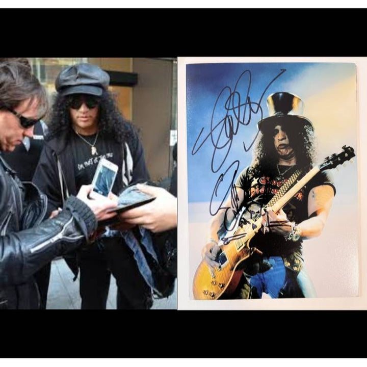 "Slash" Saul Hudson G N' R legendary guitarist signed with sketch and proof 5x7 photo