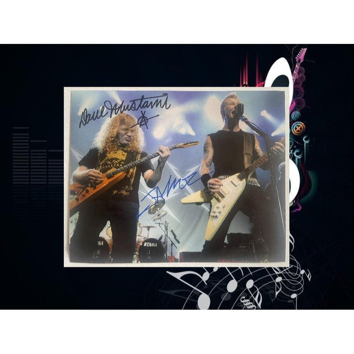 Dave Mustaine, James Hetfield Metallica 8x10 photo signed with proof