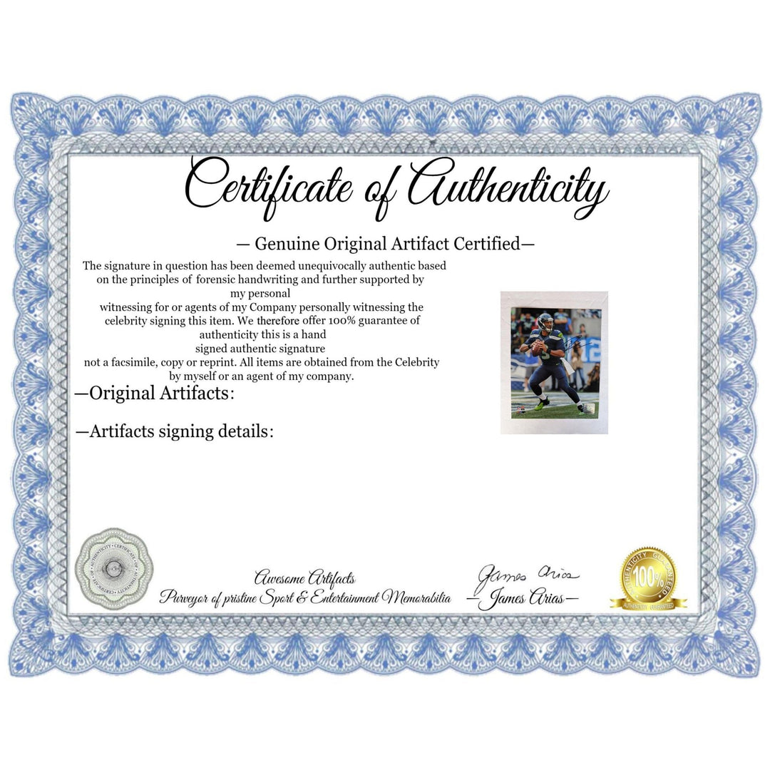 Russell Wilson Seattle Seahawks 8x10 photo signed with proof Awesome Artifacts