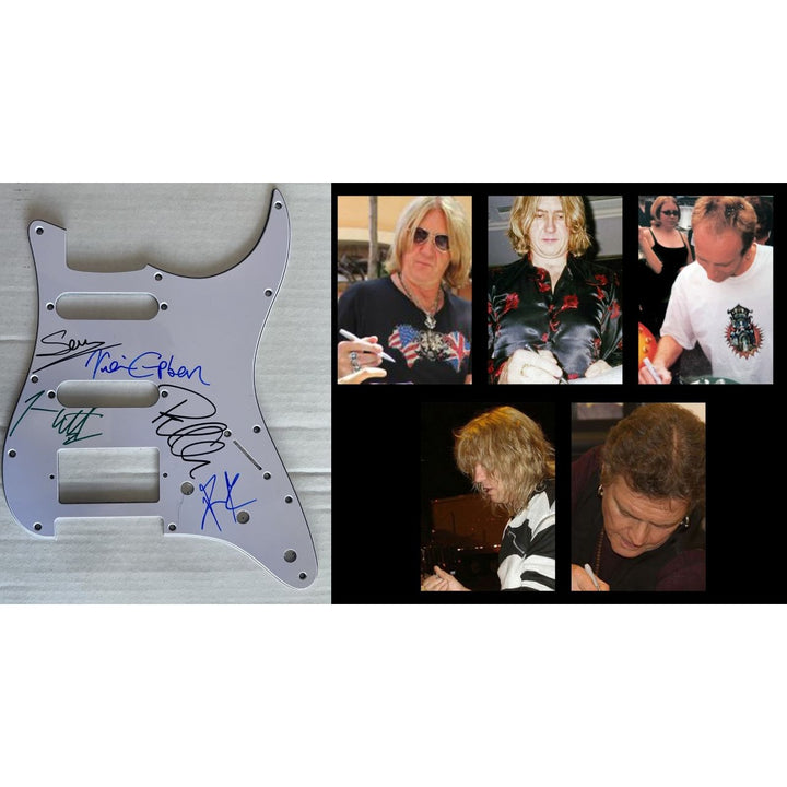 Def Leppard Joe Elliott Vivian Campbell Rick Savage Rick Allen Phil Collen guitar pickguard signed with proof