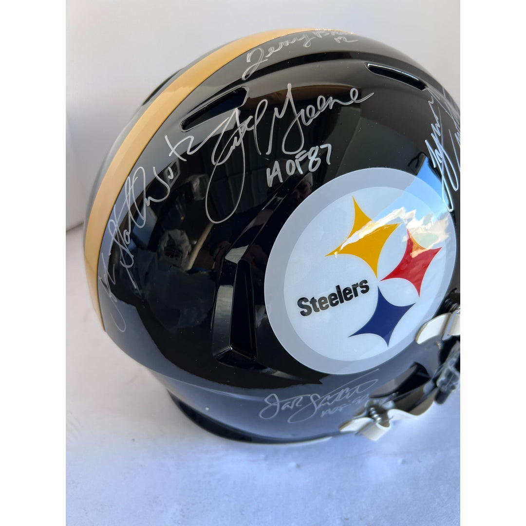 Pittsburgh Steelers Terry Bradshaw Franco Harris Lynn Swann Rocky Blair Joe Greene Jack Lambert John Stallworth full size helmet signed