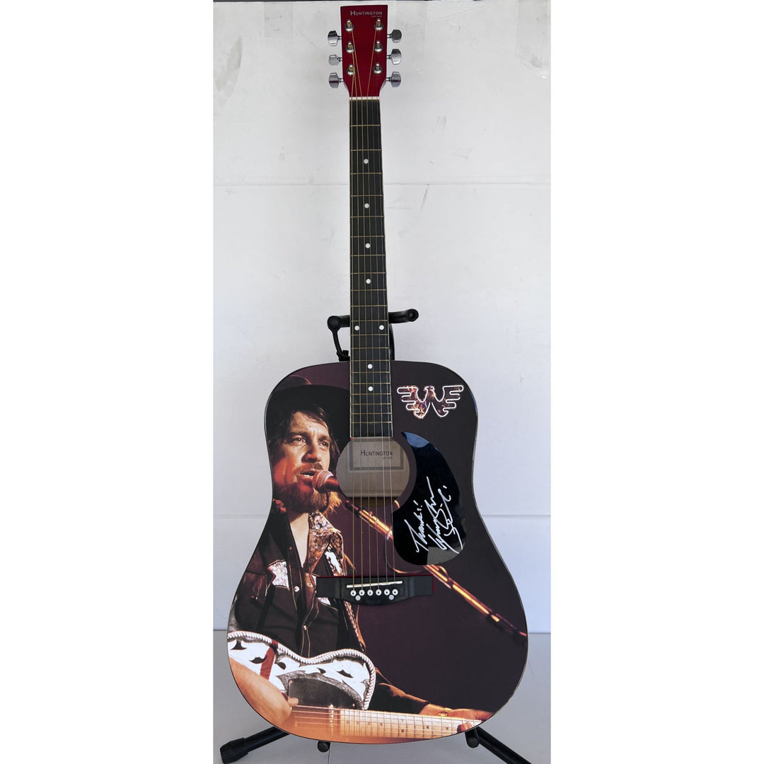 Waylon Jennings  one of a kind full size acoustic guitar signed with poof.
