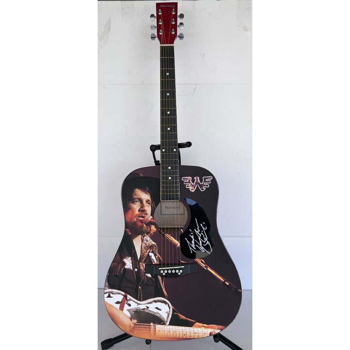 Waylon Jennings  one of a kind full size acoustic guitar signed with poof.
