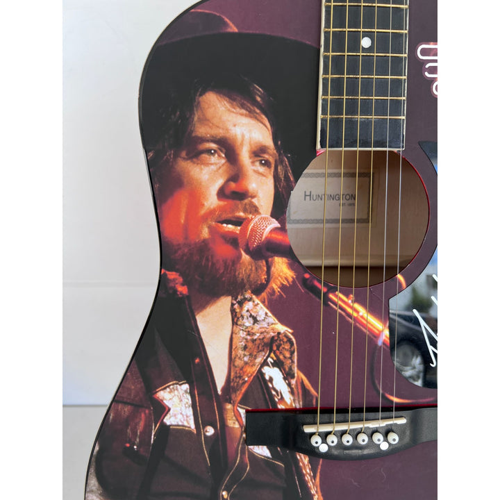 Waylon Jennings  one of a kind full size acoustic guitar signed with poof.