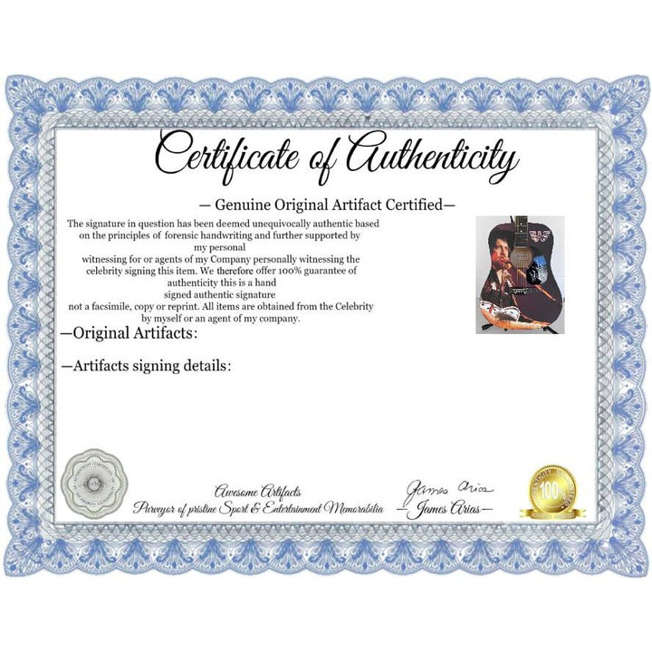 Waylon Jennings  one of a kind full size acoustic guitar signed with poof.