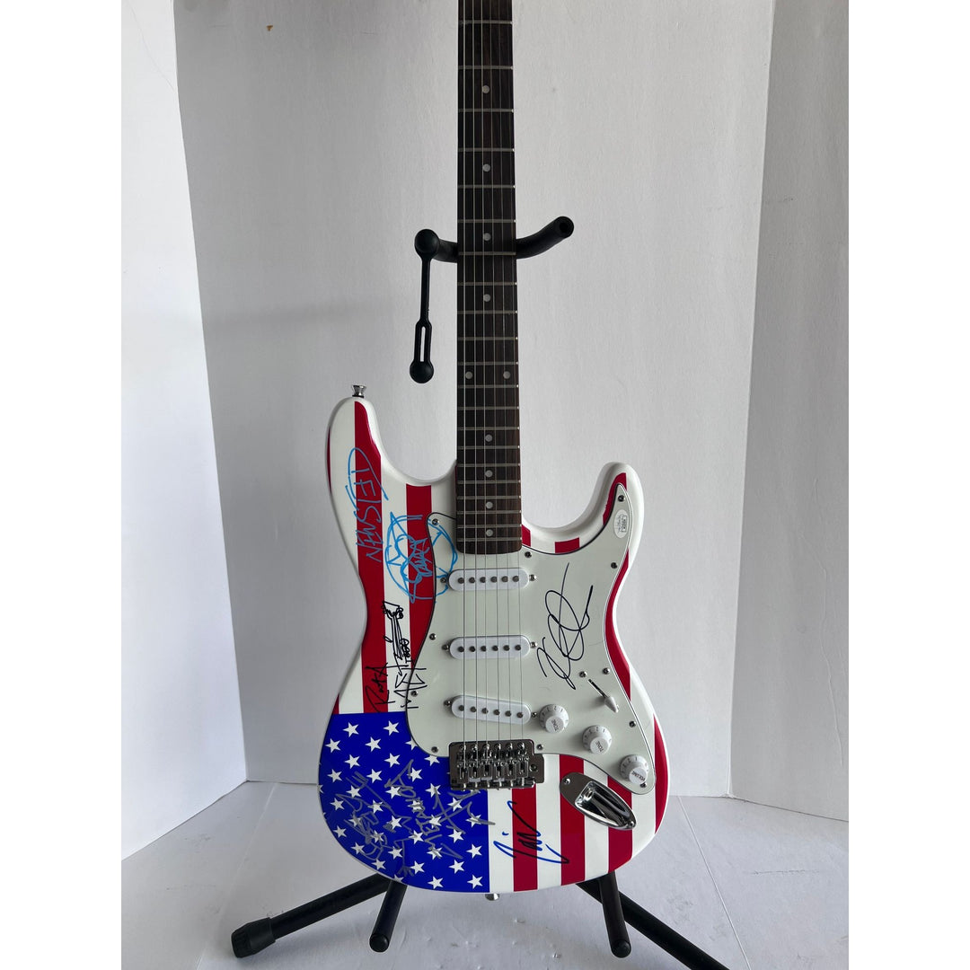 Metallica signed electric guitar USA electric map guitar James Hetfield, Lars Ulrich, Jason Newsted, Kirk Hammett