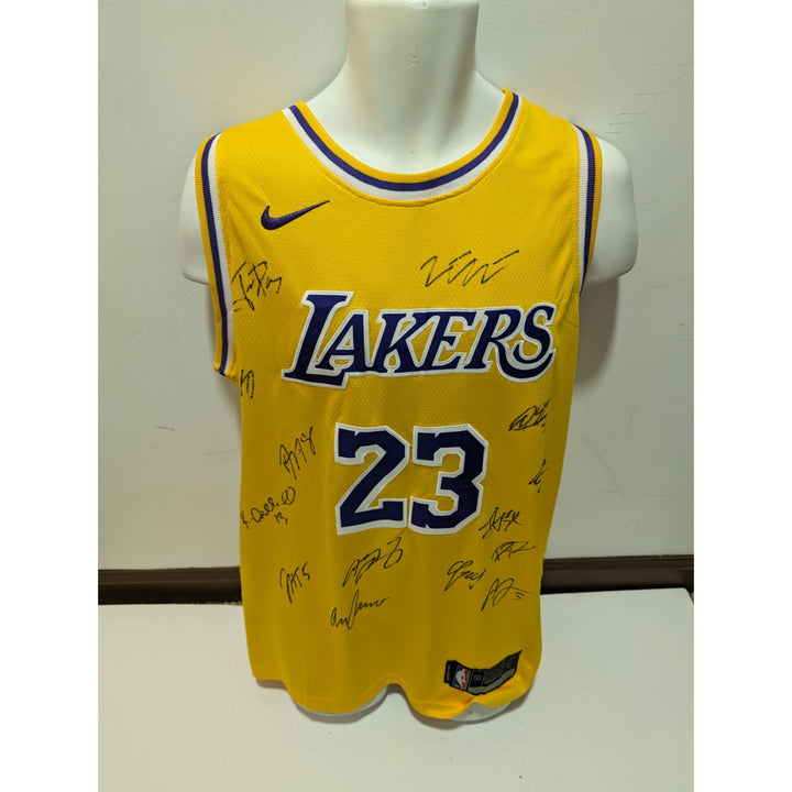 LeBron James Anthony Davis 2019-20 NBA champions Los Angeles Lakers team signed gay model Jersey signed with proof