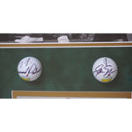 Load image into Gallery viewer, Jack Nicklaus and Arnold Palmer Masters golf balls framed 21x14 and signed with proof
