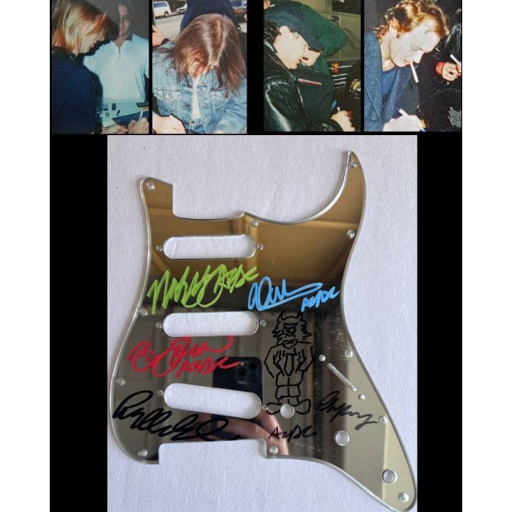 Angus & Malcolm Young Brian Johnson Cliff Williams Phil Rudd AC DC electric guitar pickguard signed with proof