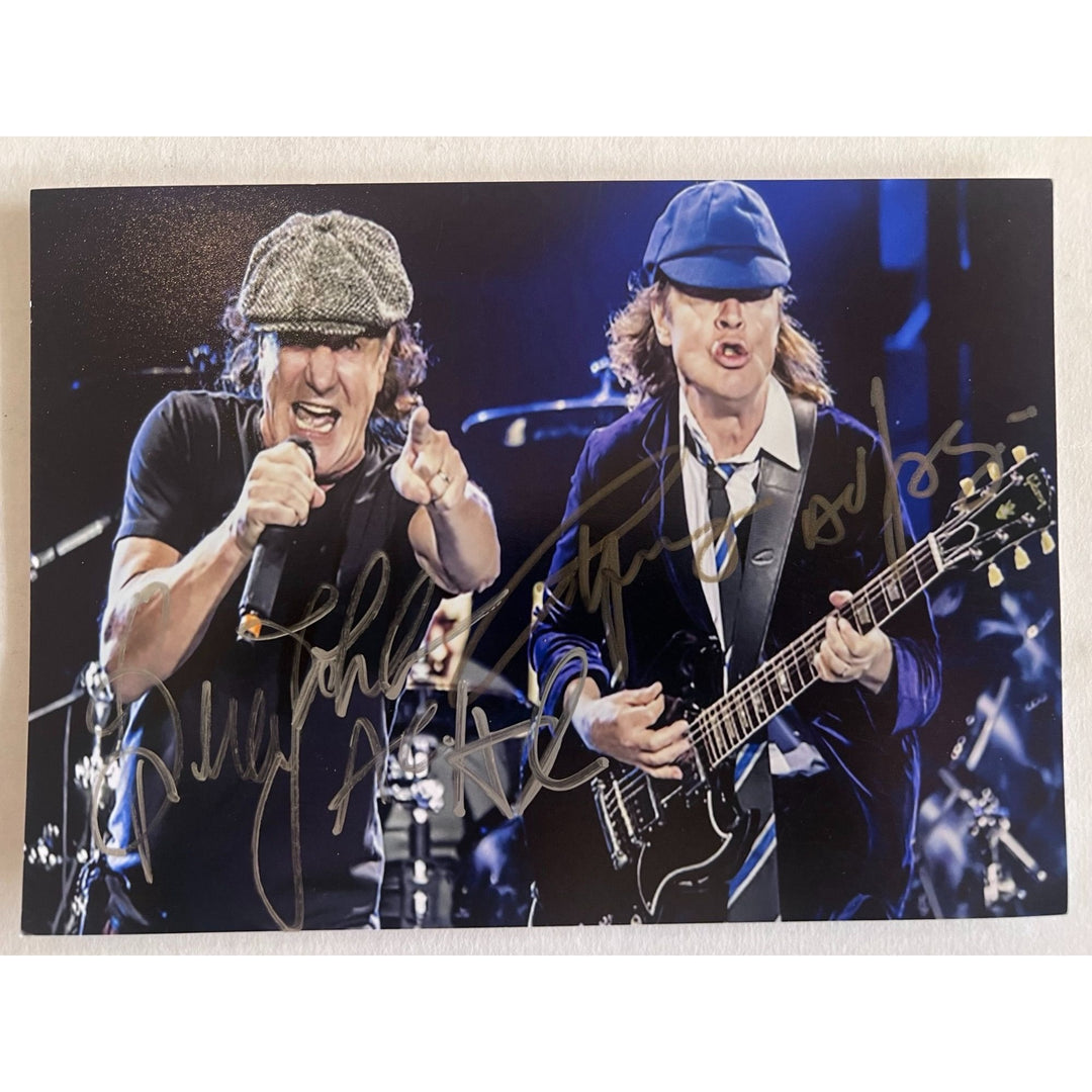 Brian Johnson and Angus Young AC/DC 5x7 photo signed with proof