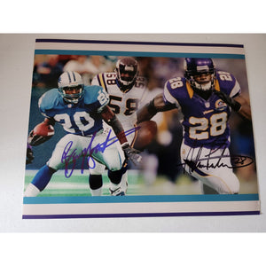 Barry Sanders and Adrian Peterson 8x10 photo signed