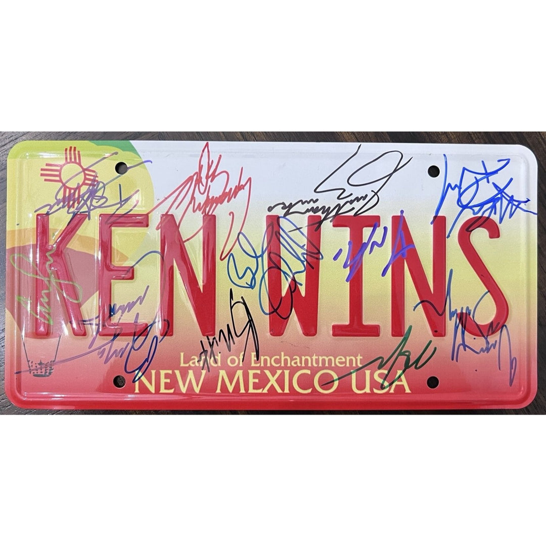 Breaking Bad original metal license plate signed by Brian Cranston Aaron Paul Creator Vince Gilligan