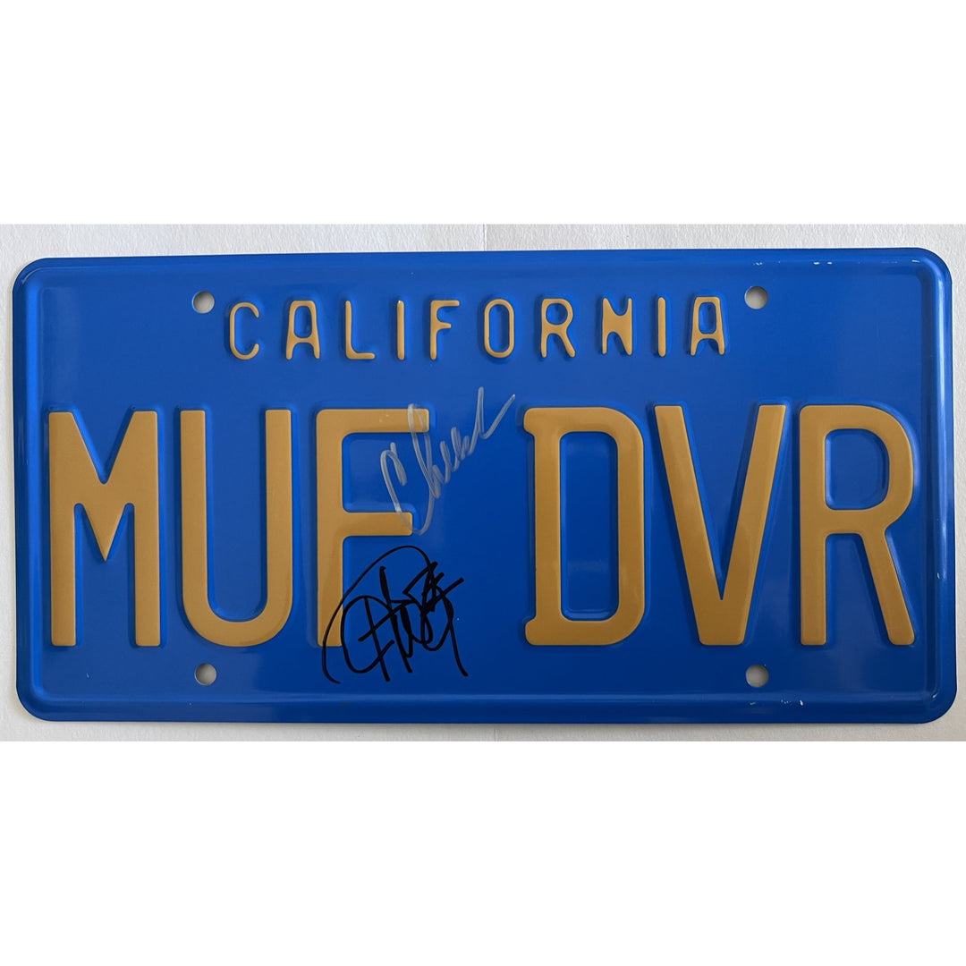 Richard "Cheech" Marin and Tommy Chong MUF DVR metal license plate signed with proof