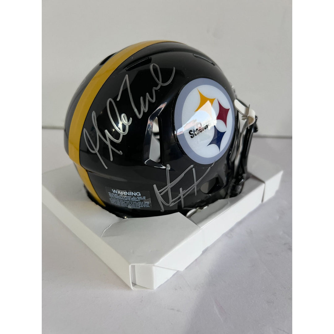 TJ Watt Mike Tomlin Pittsburgh Steelers mini helmet signed with proof