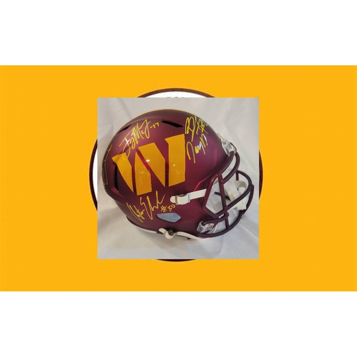 Jayden Daniels, Austin Eckler, Brian Robinson, Terry McLaurin , Dan Quinn full size Riddell Speed helmet signed with proof