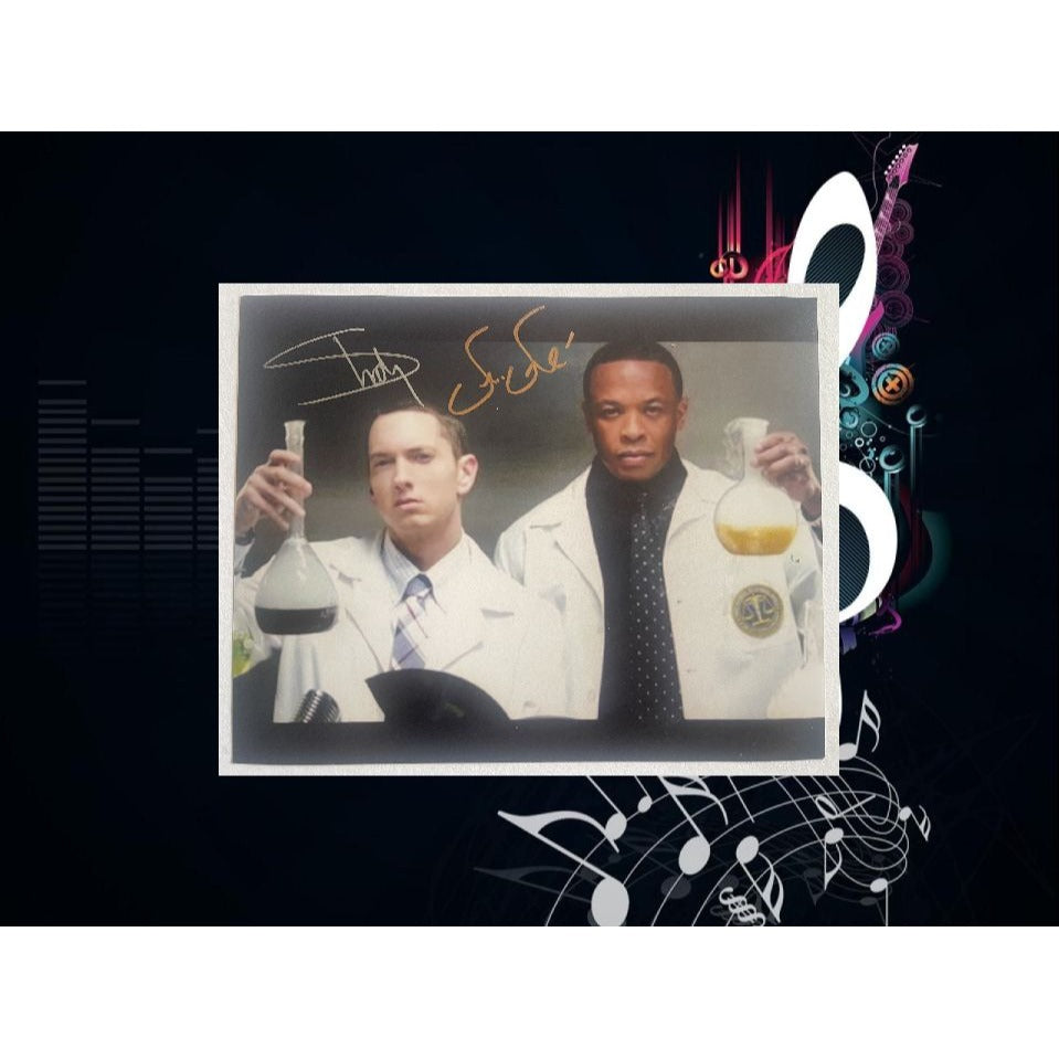 Marshall Mathers Eminem Slim Shady Andre Romelle Young Dr. Dre eight by ten photo signed with proof