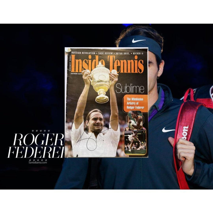 Roger Federer inside tennis magazine signed with proof