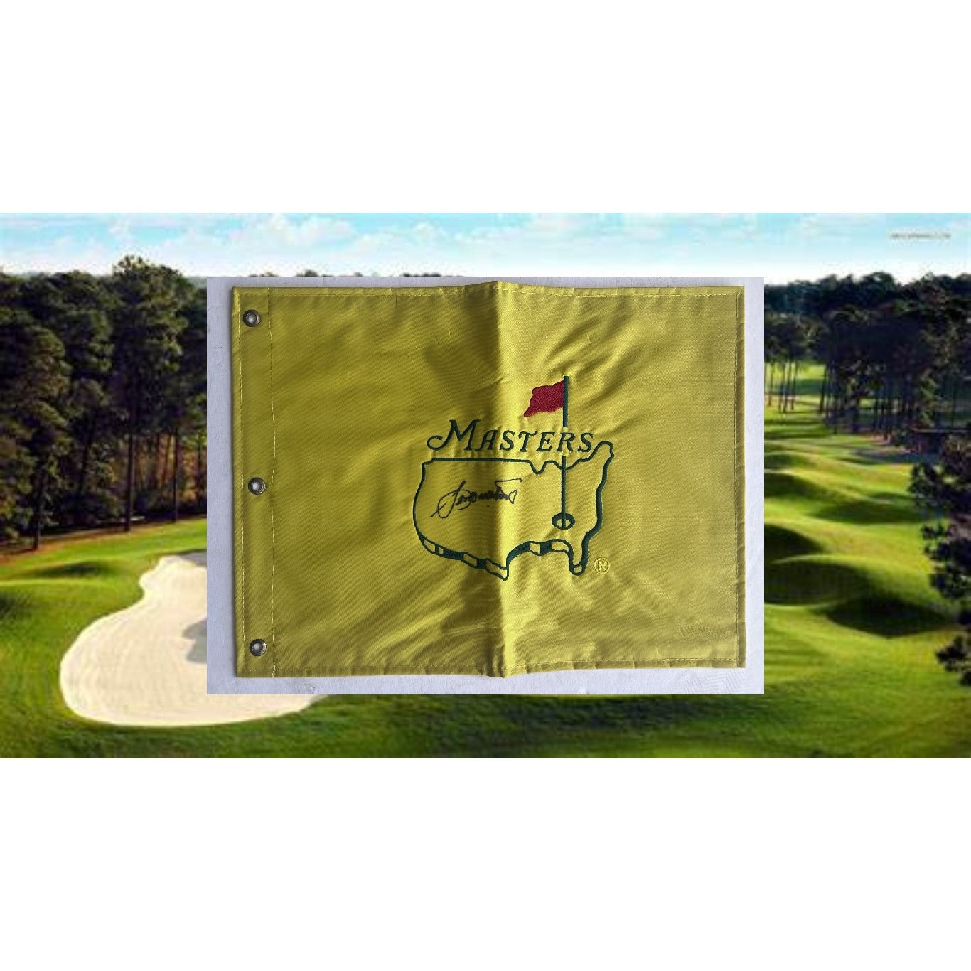 Sevy Ballesteros Masters embroidered pin flag signed with proof