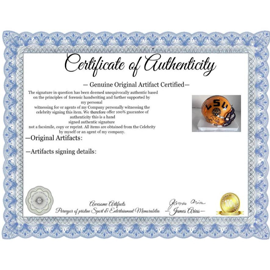 Joe Burrow J'aMarr Chase LSU Tigers Riddell mini helmet signed with proof