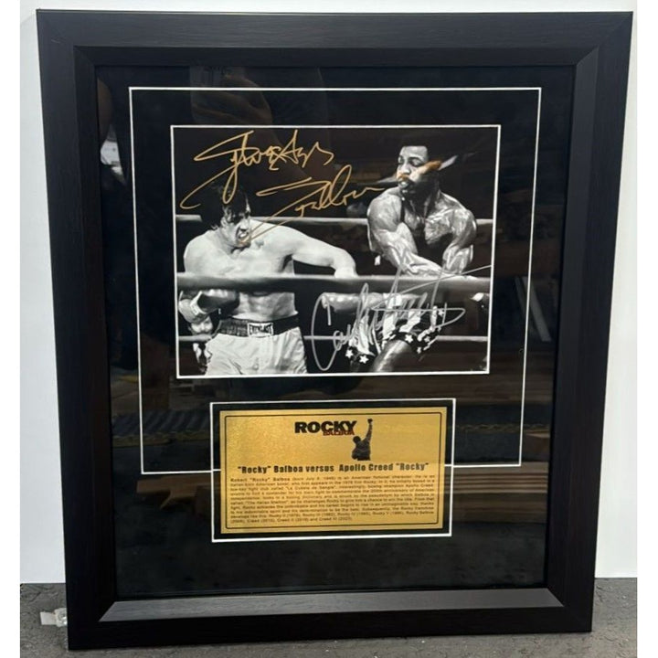 Rocky Sylvester Stallone & Carl Weathers 8x10 photo signed and framed with proof