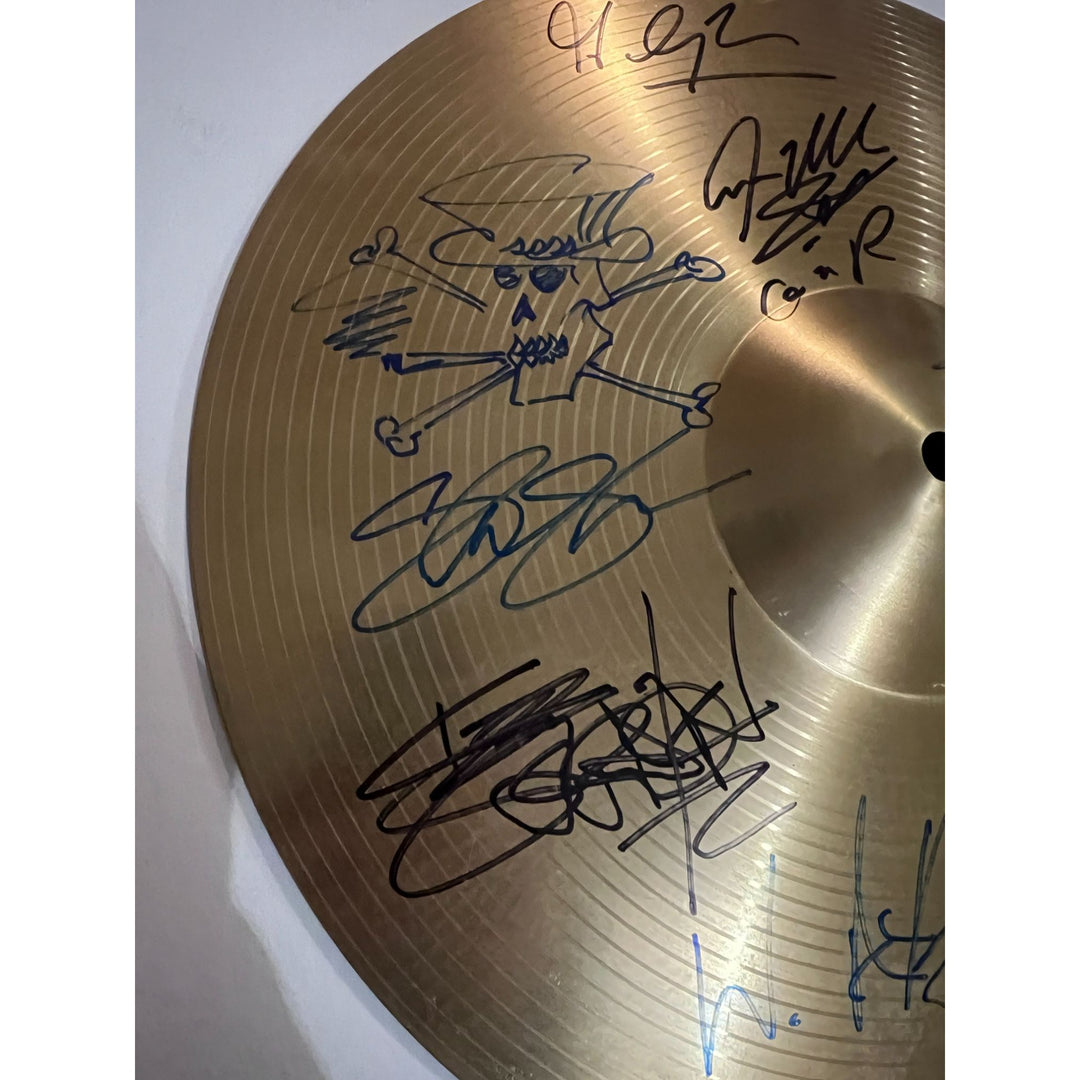 Guns n' Roses Slash, Axl Rose, Duff, Steven Adler, Matt Sorum, Izzy Stradlin, Gilby Clark one-of-a-kind cymbal signed with proof